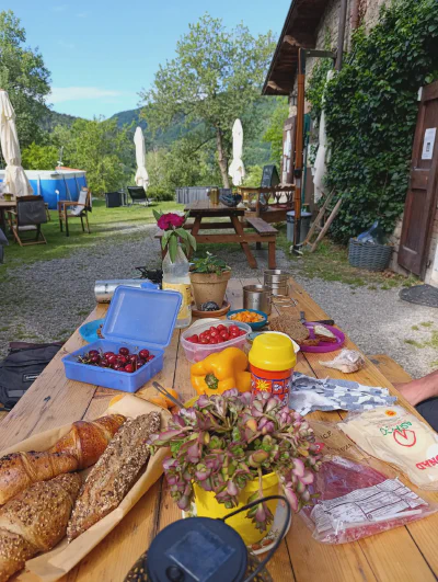 Geburtstagsfrühstück am Lieblingscampingplatz Ca' le Scope