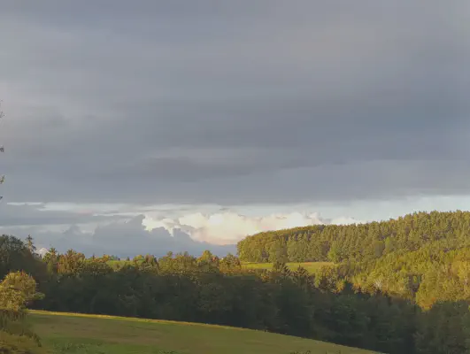 Abendsonne über den Wäldern des Erzgebirges