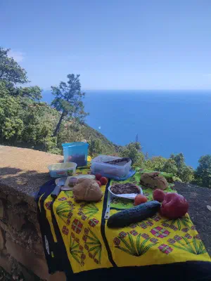Mittagessen. Mit Ausblick
